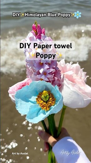 DIY How to Make a Himalayan blue poppy using paper towel