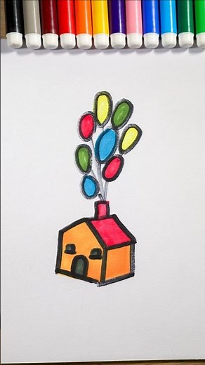 Up Movie Art: Drawing the Flying House #drawingshorts #paintingtutorial