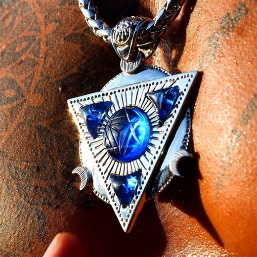 Siberian Blue Quartz Merkaba Pendant: Rhodium Sterling Silver Arcturian Amulet - Etsy