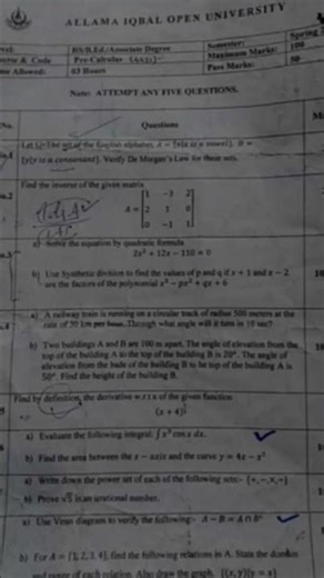 4431 Pre-Calculus |SPRING 2022|#fypシ゚viral |AIOU PAPER