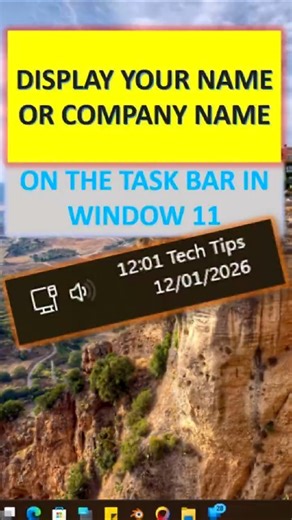 Display your name or company name on the taskbar in window11