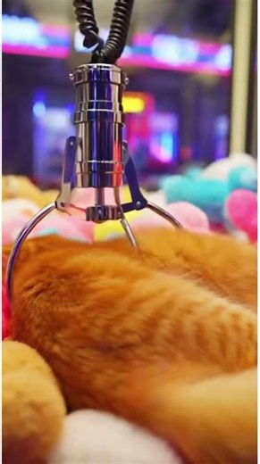 A Cat Hides Among the Prizes in a Claw Machine.