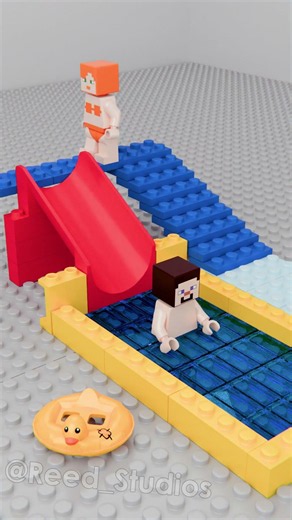 LEGO Game Steve and Alex slide down into the pool