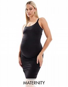 Mamalicious Maternity jersey midi dress with nursing funtion in black | ASOS
