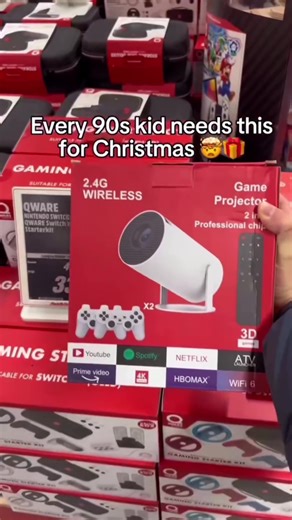 The video-game console projector with 10,000 retro 90s games is finally here 🎮👾 — the perfect gift for this Christmas 🎁🎄. Every evening turns into an epic nostalgia session: pure retro magic on your room. #retrogaming #retroconsole #retrogames #projector #consoleprojector