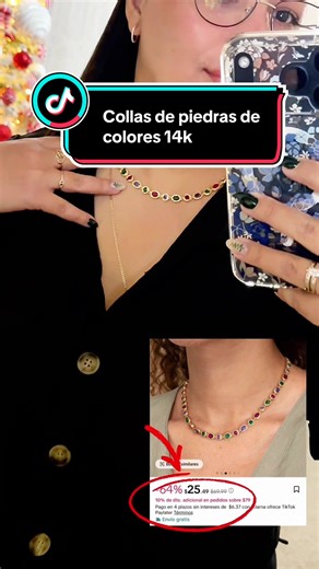 Collar de piedras de colores enchapado en 14k #jewelry #jewishtiktok #jewellery #fashiontiktok #paratiiiiiiiiiiiiiiiiiiiiiiiiiiiiiii