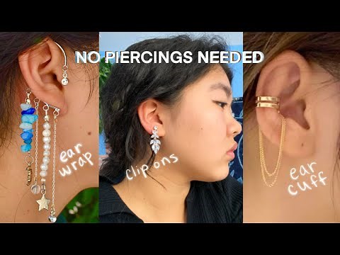 Earrings that DON'T require piercings | How I fake piercings | Ear cuffs, clip on earrings, ear wrap