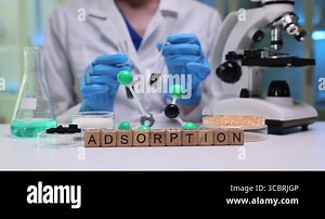 A dedicated scientist demonstrates the process of adsorption using detailed molecular models in a lab setting Stock Video Footage - Alamy
