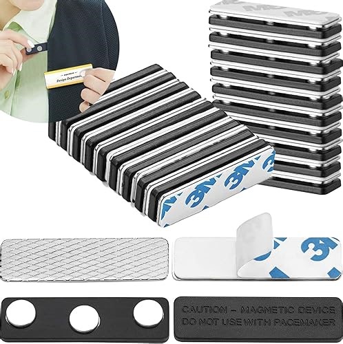 Magnetic Name Tag Holders with Strong Magnets for Securely Attaching ID Badges, Name Tags, and Accessories - 100&#x