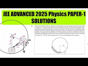 JEE ADV 2025 The center of a disk of radius r and mass m is attached to a spring of spring constant