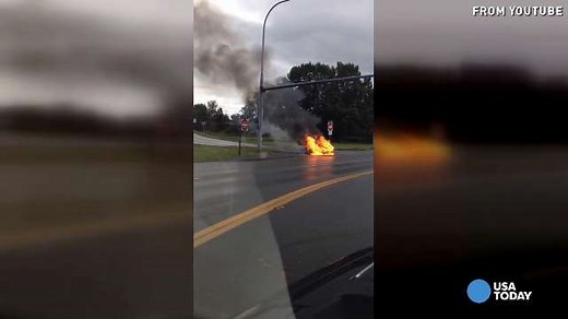 Tesla car fire video burns stock