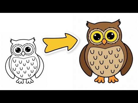 🦉🦉 Cute Owl Coloring | Easy Owl Drawing and Coloring for Kids 🎨🎨 #kids #youtyube