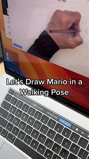 Let's Draw Mario in a Walking Pose Tutorial