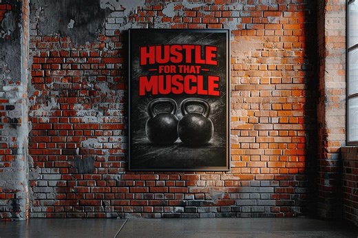 Hustle for That Muscle Red Wall Art | Gym Prints I Motivational | Kettlebell Fitness Poster - Etsy