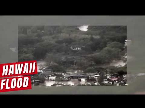 Coast Guard Helicopter Crew Performing Rescues As Historic Flooding Inundates O'ahu