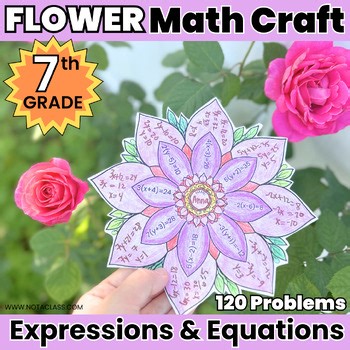 7th Grade Spring Flower Math Craft Expressions & Equations Activities Worksheets