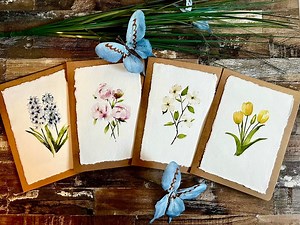 Vintage Spring Flower Watercolor Card Set • Spring Cards • Floral Note Cards • Blank Note Cards • Card Set of 4 - Etsy Canada
