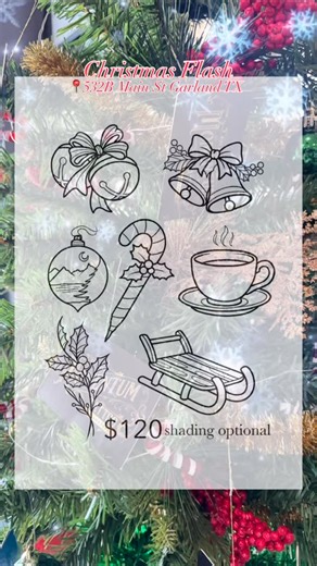 Momentum Tattoo | Garland Tattoo Shop on Instagram: "🎅🏽Christmas Flash🎄 Expires Dec 23th available now until then as walk-ins! 🎁Looking for the perfect gift? We have plastic gift cards available in-store, plus E-gift cards available for purchase in-store or over the phone While you’re here, be sure to enjoy the beautiful Christmas display set up right in the center of the Square-the perfect way to get into the holiday spirit ❄️ 📍#Downtown Garland Square 532B Main St Shop Hours: Tuesday-Wedn