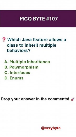 Java MCQ #107 | How Does Java Support Multiple Inheritance? | Interfaces Explained #java #mcqs