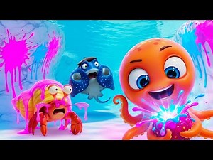 Inky and Shelly: The Neon Splat Party | Learn Colors 3D Cartoon for Kids