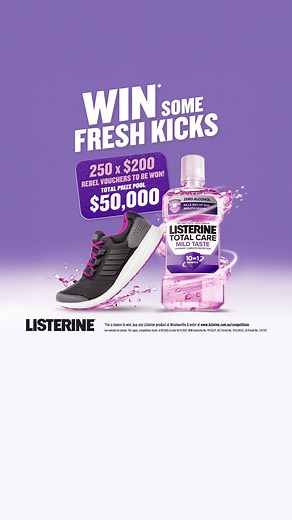 Win some fresh kicks! Buy any Listerine product at Woolworths for a chance to win a $200 Rebel gift card! T&Cs apply. | Listerine | Facebook
