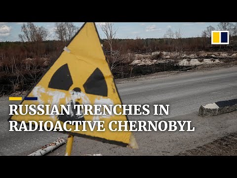 Russian soldiers built defences in Chernobyl radioactive area, apparently shown by Ukrainian drone