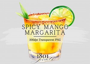 Spicy Mango Margarita Watercolor Illustration: Cocktail Clipart (digital Download) - Etsy