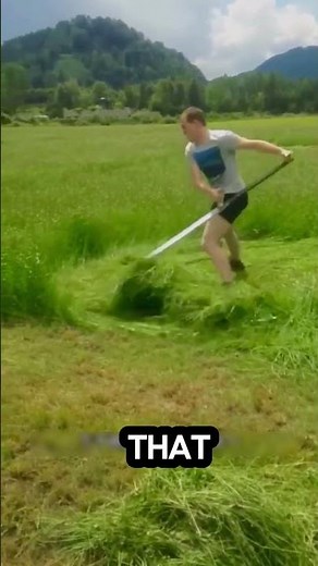 Satisfying Grass Cutting Watch Workers Use This Long Curved Blade!