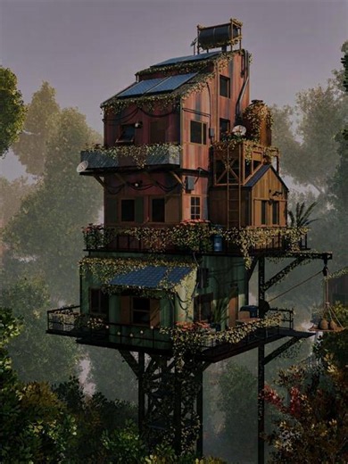 Solarpunk Forest City in Blender Timelapse