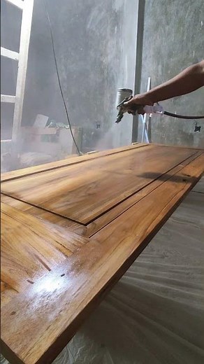 The first coat of sanding sealer before moving on to the staining stage #finishing #woodworking
