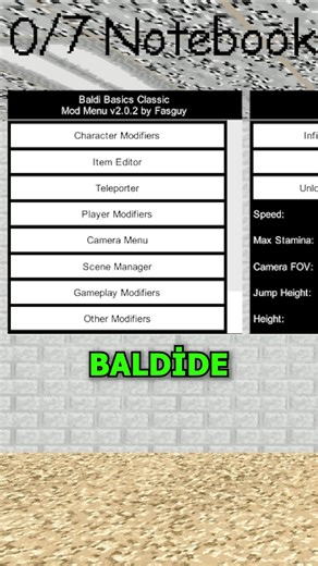 Baldi Mod Menü Nasıl Açılır 😀 | Baldi's Basic