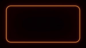 Red neon rectangle frame animation. Flickering neon border frame animation. Rectangle glowing neon frame background. Transparent background with alpha channel