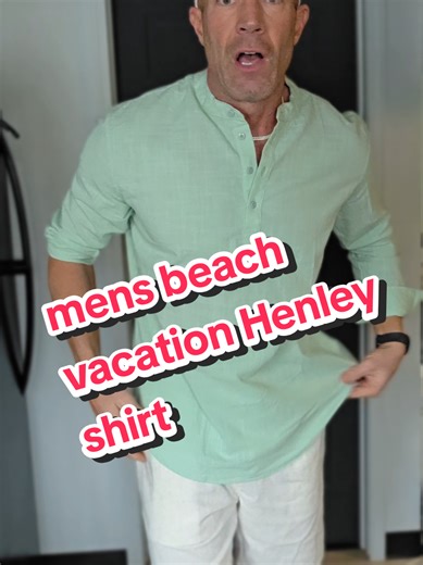 Stylish Linen Beach Vacation Henley Shirt for Men