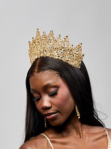 Gold Rhinestone Quinceanera Crown - Baroque Wedding Headpiece - Etsy