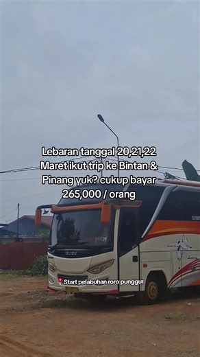 Promo Trip Hemat satu hari Ke Bintan & Tanjung Pinang Spesial Idul Fitri 2026 hanya bayar Rp 265,000 / Orang Jadwal : 20,21,22,23 Maret 📍Destinasi: - Sleeping Budha - Gurun pasir - Telaga Biru - Patung 1000 - Lagoi Bay & Beach - Oleh oleh Bintan 📍Sudah Termasuk: - Transportasi Bus AC - Tour guide - Mineral water - Makan siang - Tiket masuk wisata - Tiket kapal PP Batam Daftar dari sekarang sebelum kehabisan kuota, kuota hanya tersedia 100 orang. Informasi & Pendaftaran : ☎️ 62838-0986-1447 Miy