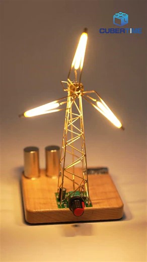 DIY Windmill Desk LED | Watch It Glow and Spin ✨💡 | cubertime
