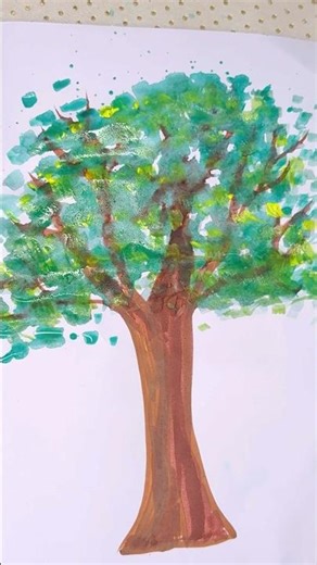 Easiest tree painting for beginers#kids#shorts#ytshorts #art #trending #satisfying