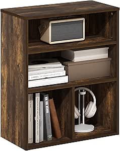 Furinno PASIR Book Shelf, 3-Tier Display Bookshelf, Bookcase, 11.8" x 23.6" x 28.2", for Living Room, Bedroom, Home Office, Amber Pine