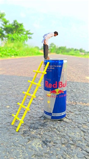 One tiny human, one giant energy drink, and unlimited creativity! 😱🥤🪜 #shorts #videography #cartoon