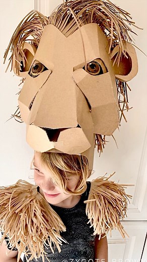DIY Cardboard Lion Headdress tutorial and template https://www.zygotebrowndesigns.com/product-page/cardboard-lion-pride-headdress | Zygote Brown Designs