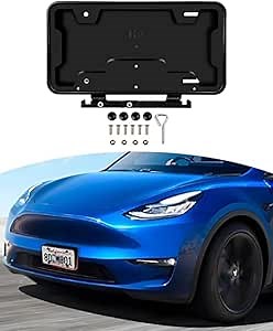 Autorder Front License Plate Holder for Tesla Model Y 2020 2021 2022 2023 Accessories License Plate Bracket Mount for Model Y No Drilling Black
