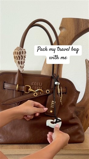 Pack my travel bag with me! Miu Miu adventure tote bag #travel #miumiu