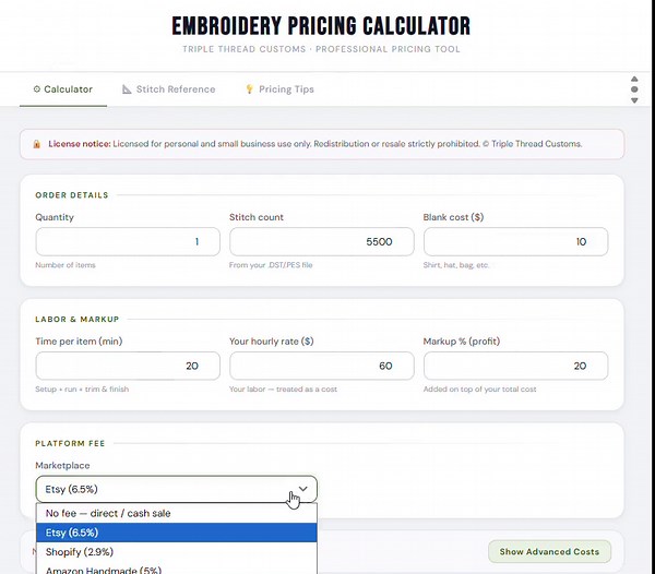 Embroidery Pricing Calculator | How to Price Embroidery for Profit | Small Business Pricing Tool (instant Download) - Etsy