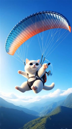 😻white cate paragliding shorts ai video❤️2026 |funny moment #catsai #catshorts #viralshorts #aidance