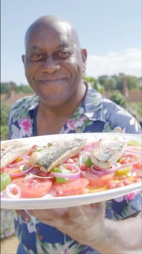 PAN-FRIED MACKEREL WITH FRESH TOMATOES & POMEGRANATE #ainsleyharriott
