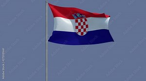 Flag of Croatia Waving in the Wind, loopable and with alpha channel embedded ($k/ProRes version only) Stock Video