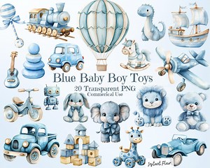20 Baby Boy Blue Toys Clipart – Transparent PNG – Commercial Use – Instant Download - Etsy