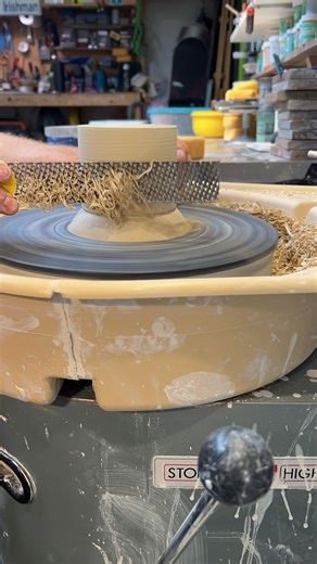 Trimming candle cups today. #trimmingclay