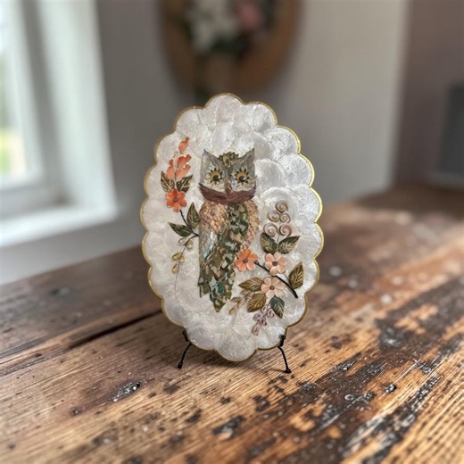 Vintage Capiz Shell Owl Wall Art | 1960s Brazilian Coastal Decor - Etsy UK