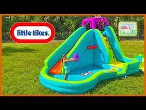 Huge Inflatable Water Slide by Little Tikes + Giant Egg Surprise Opening of Paw Patrol Bath Toys